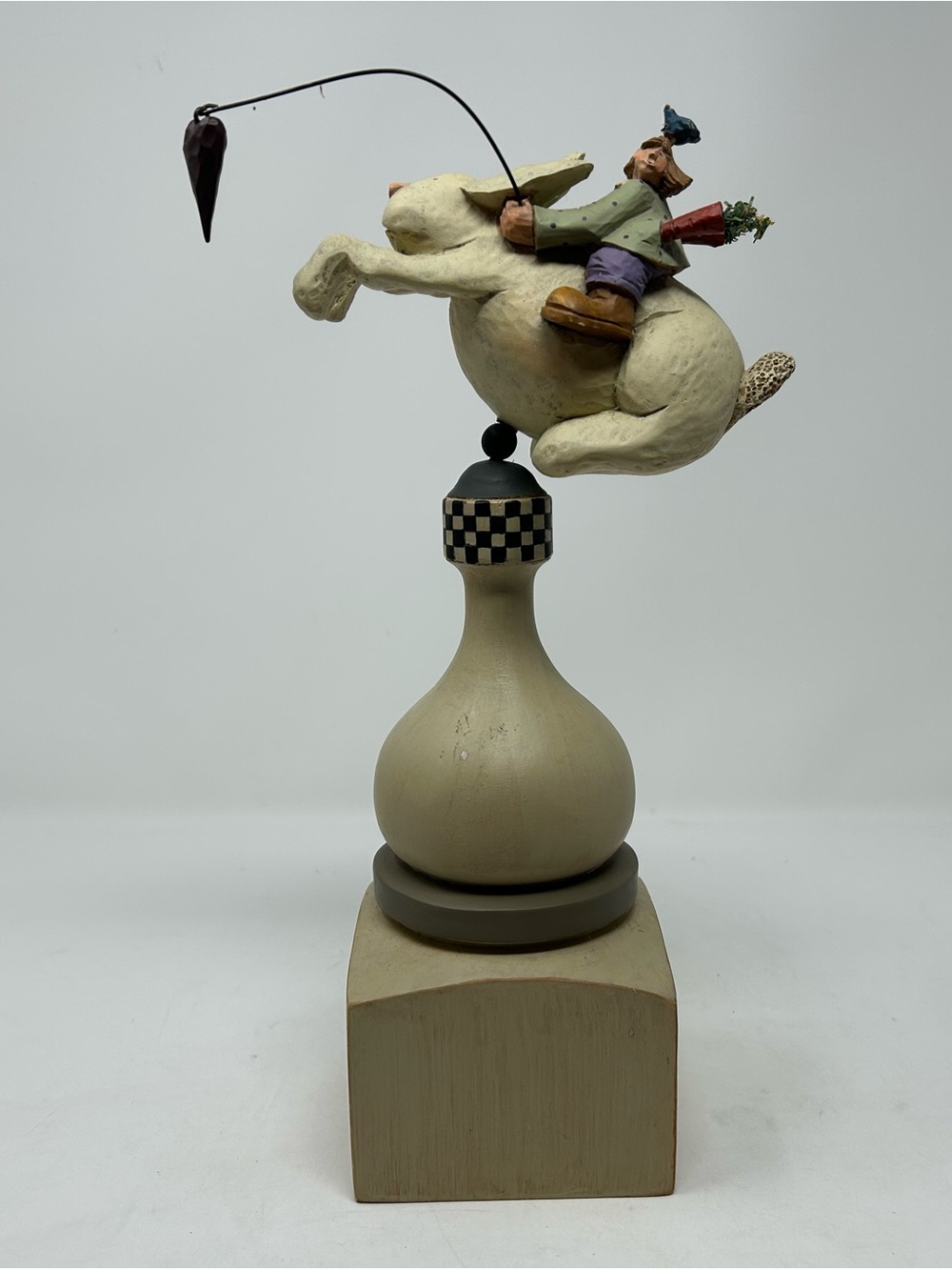 Whimsical Girl Riding a Rabbit Decorative Williraye Studio 11” Figurine